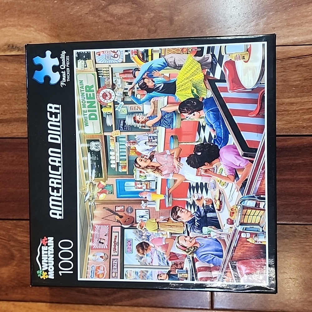 1000 piece White Mountain brand puzzle titled "American  Diner".